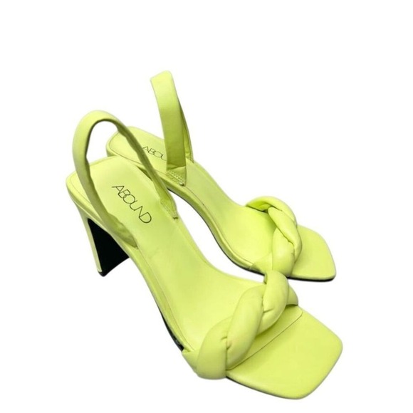 Abound Shoes - Abound Abryleigh Neon Lime Green Twisted Strap Square Toe Block Heel Sandals 5.5